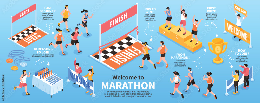 Isometric Marathon Infographics