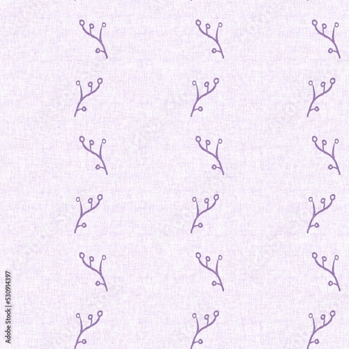 Gender neutral purple botanical foliage seamless raster background. Simple whimsical 2 tone pattern. Kids floral nursery wallpaper or scandi all over print.