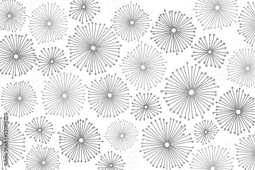 Hand drawn retro inspired vintage dandelion flower snow flake doodle background neutral gray