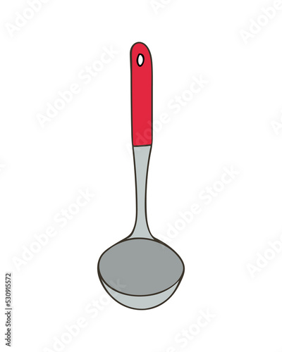 Soup ladle colorful icon in vector. Soup ladle colorful doodle illustration in vector
