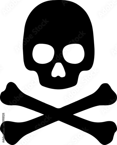 skull and crossbones black icon illustration on white background