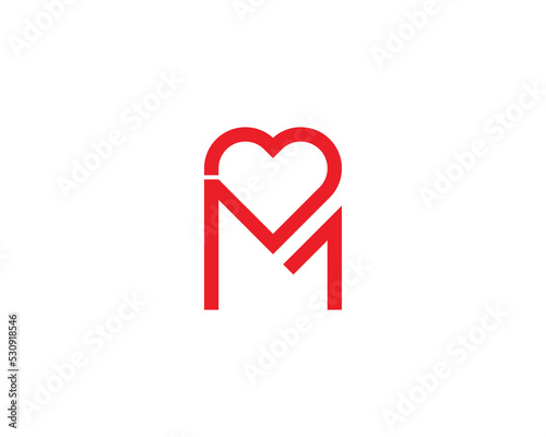 Initial Letter M Heart Logo Concept sign icon symbol Element Design. Love, Letter Logo, Health Care, Medical Logotype. Vector illustration template