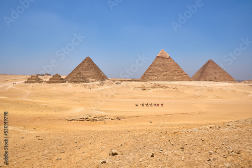 view of the pyramids of giza  egypt
