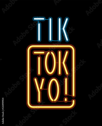 tokyo glowing letters neon sign