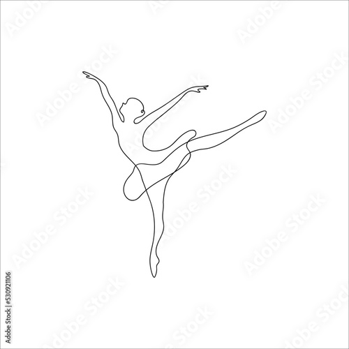 continuous line drawing of woman ballet dancer
