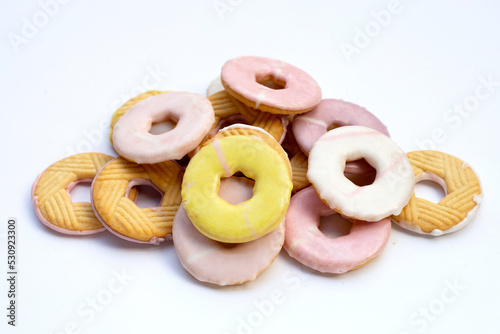 Cookie shapes donut. Colorful snack