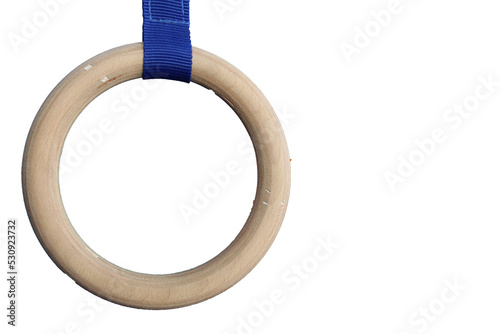 round wooden ring with a blue holding piece