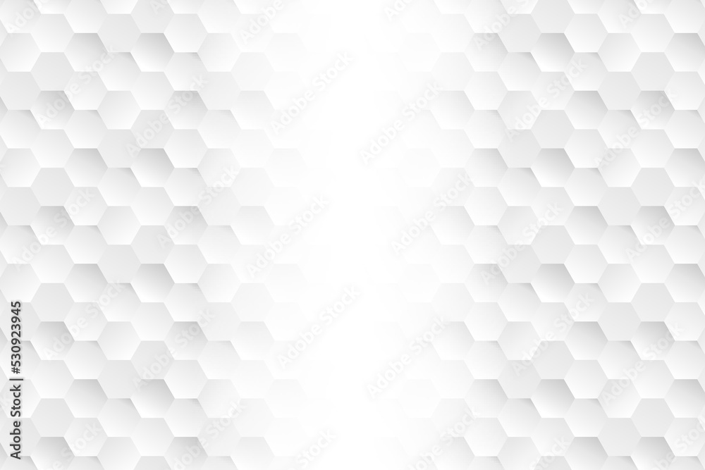 Fototapeta premium illustration silver with light hexagon shapes Minimal geometric white banner poster card header website 3d cover of business presentation