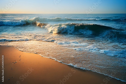 Scenic view of the sea waves hitting the shore photo