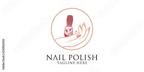 Nail art studio or nail polish icon design template Premium Vector