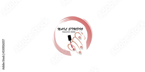 Nail art studio or nail polish icon design template Premium Vector