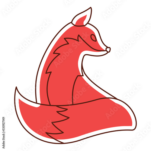 Isolated colored fox autumn sticker icon Vector