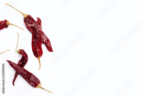 Hot red dried chili peppers