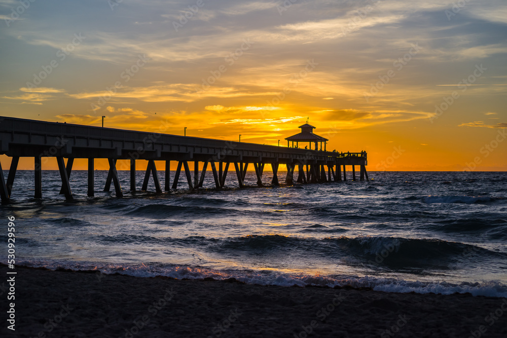 Sunrise by the Ocean Pier in Florida