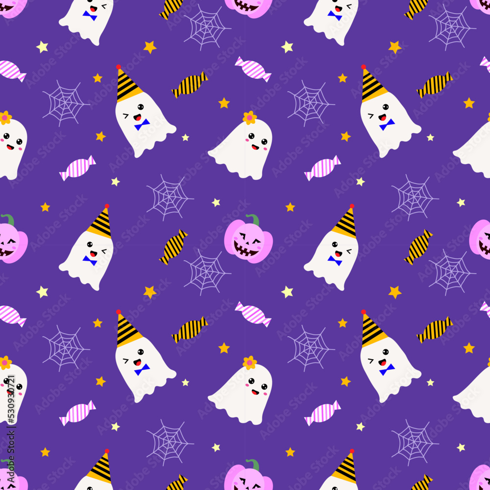 Cute seamless pattern for Halloween holiday. Can be used for fabric textile wallpaper gift wrap paper background.