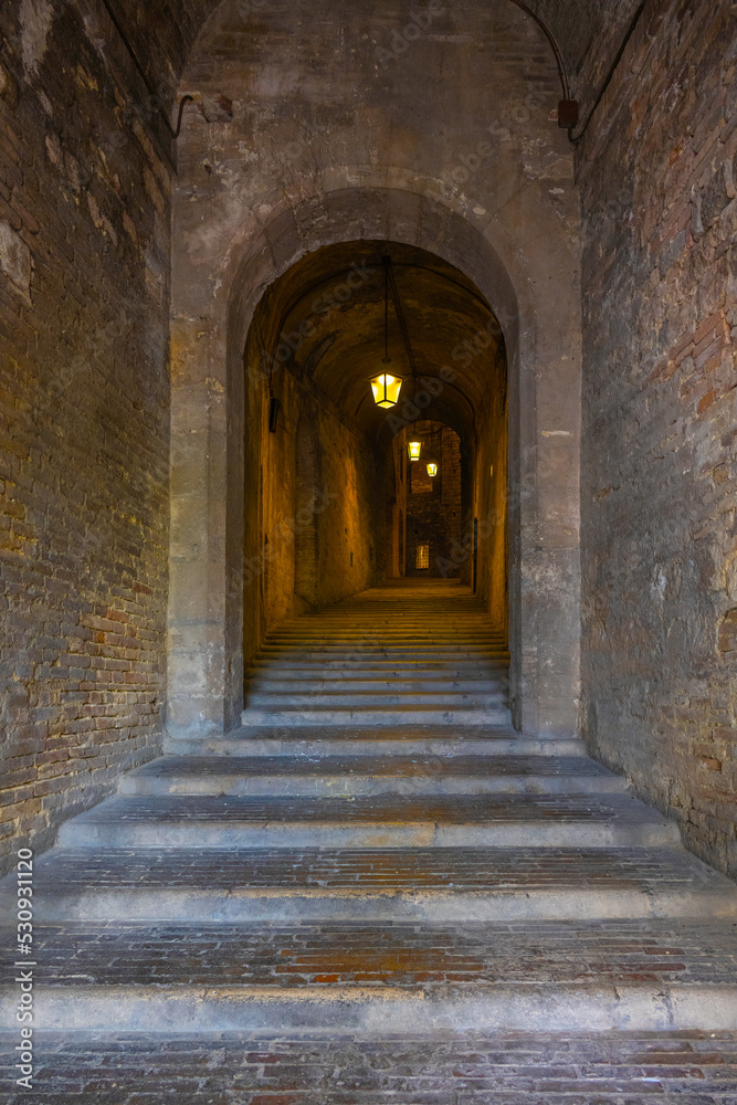 A renovated passageway inside a medieval castle