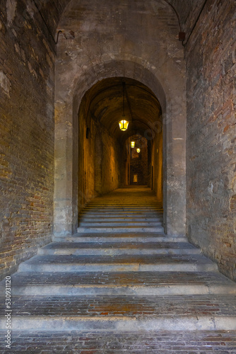 A renovated passageway inside a medieval castle