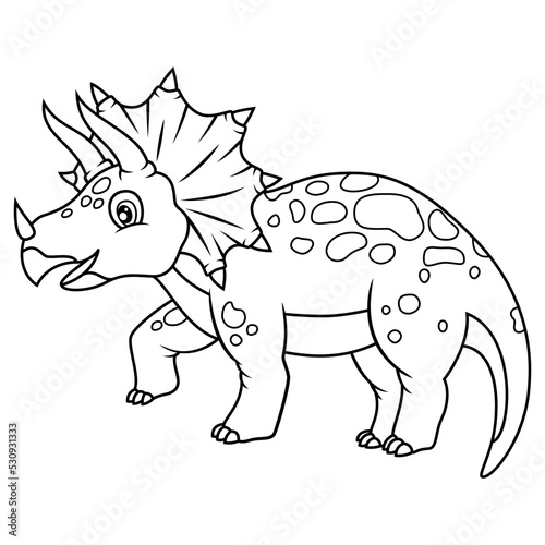 hand drawn of Triceratops line art
