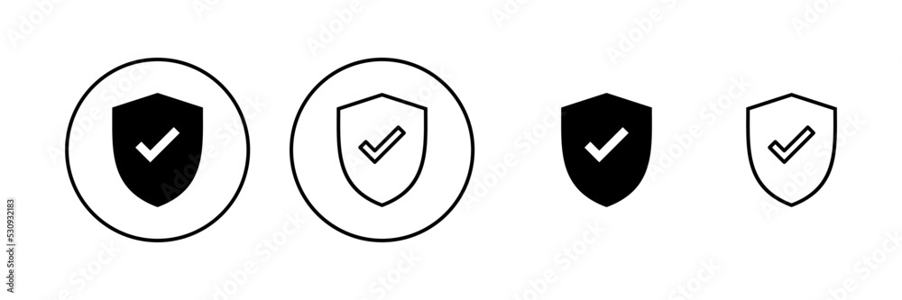 Shield check mark icon vector. Protection approve sign. Insurance icon Shield check mark icon vector. Protection approve sign. Insurance icon