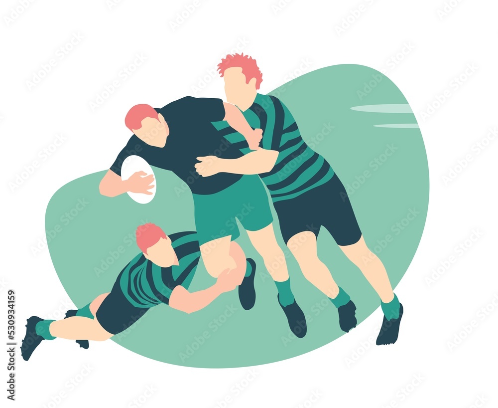 rugby players tackling and fighting for the ball on the field rugby players tackling and fighting for the ball on the field
