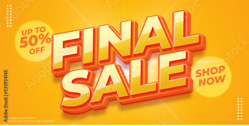 3d elegant promotion banner on yellow background