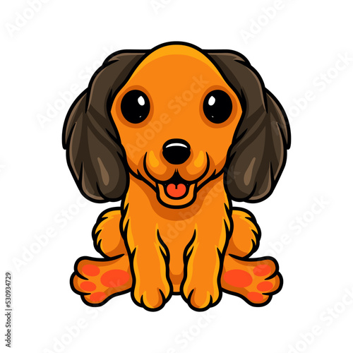 Cute dachund dog cartoon sitting