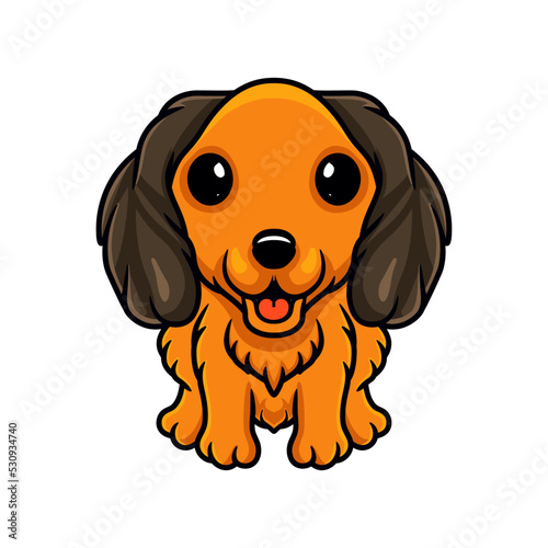 Cute dachund dog cartoon sitting
