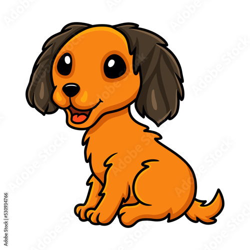 Cute dachund dog cartoon sitting