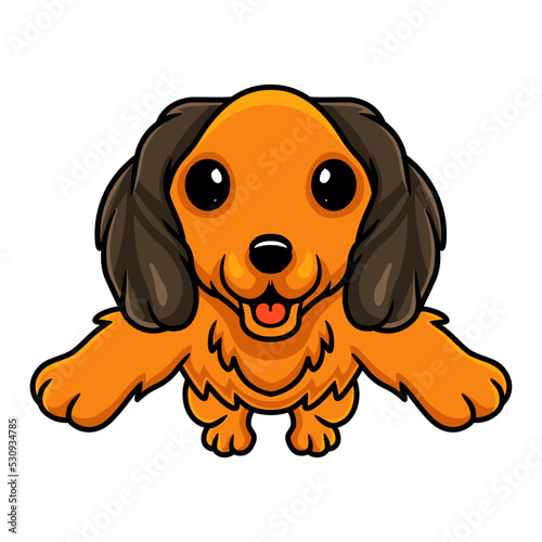 Cute dachund dog cartoon jumping