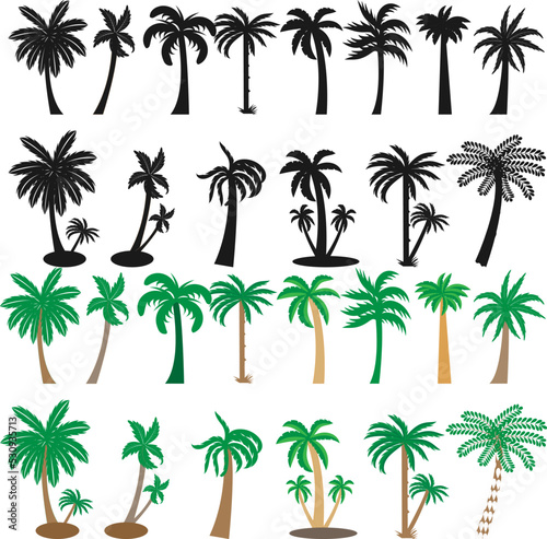 Palm trees Vector logo design template with palm tree  Palm tree tropical design element Vector logo design template with palm tree - abstract summer Tree set vector black palm icon 