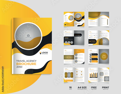 16 pages Travel and tourism multipage brochure design template