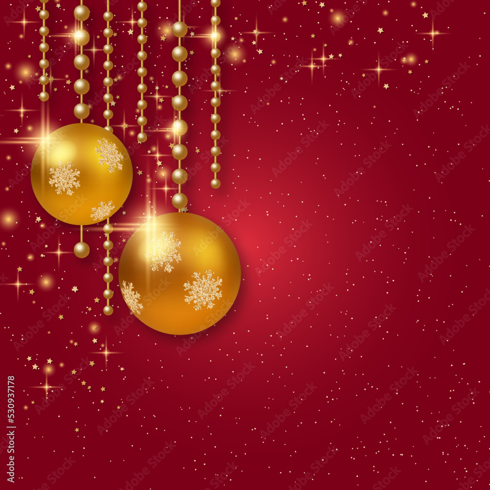 Christmas and New Year vector background with golden stars, glitter effect and winter decor Christmas and New Year vector background with golden stars, glitter effect and winter decor