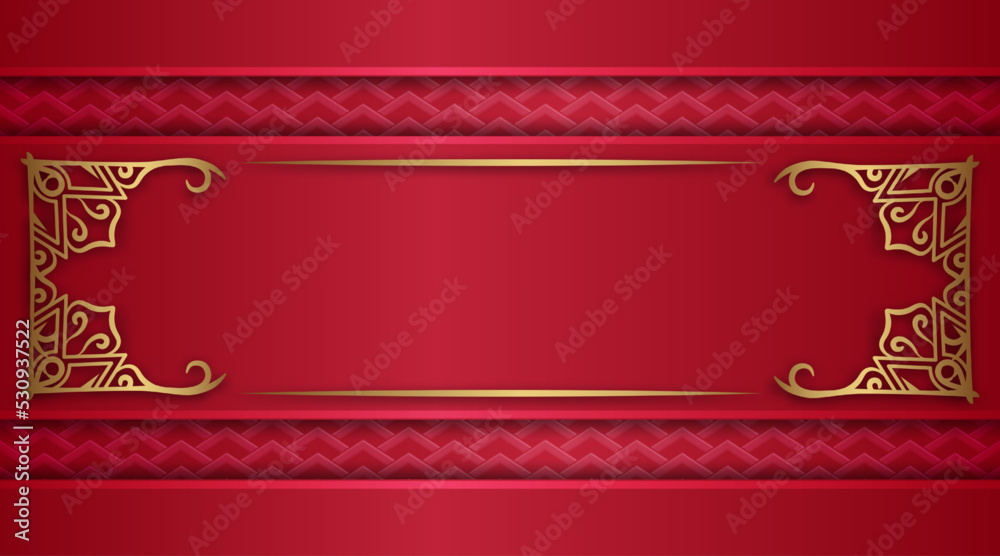 red background, with ornaments gold