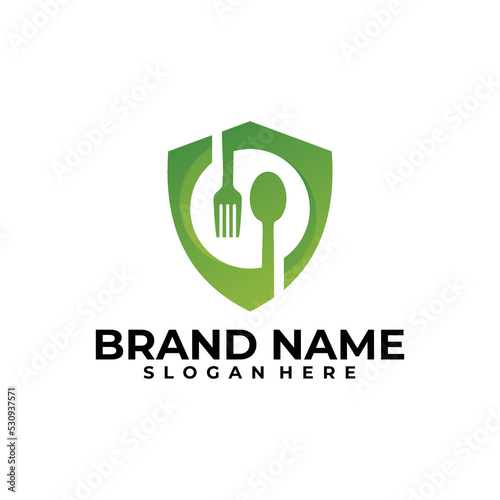 food logo concept, food shield design vector template