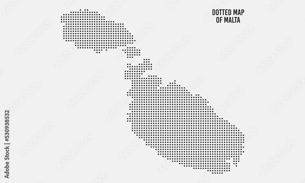 Obraz premium Malta Map Silhouette with Simple Black Dotted Style