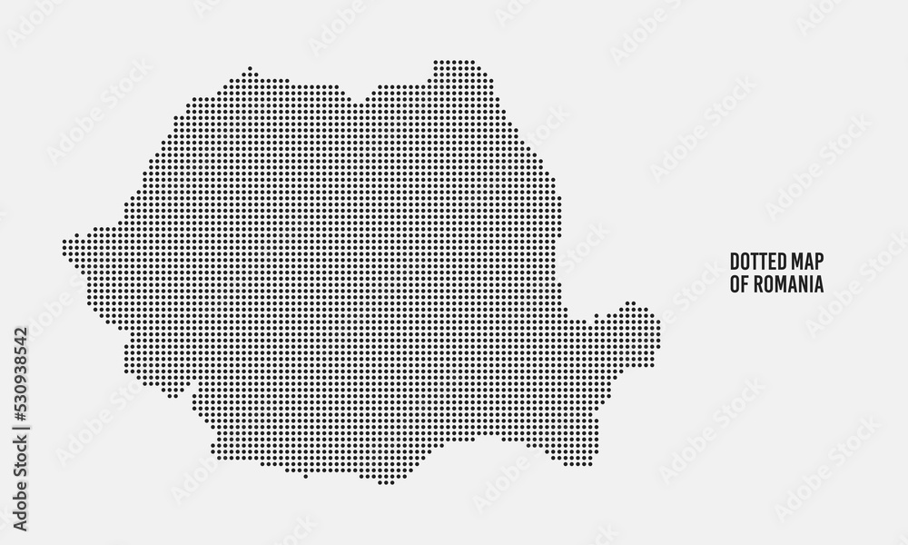 Romania Map Silhouette with Simple Black Dotted Style