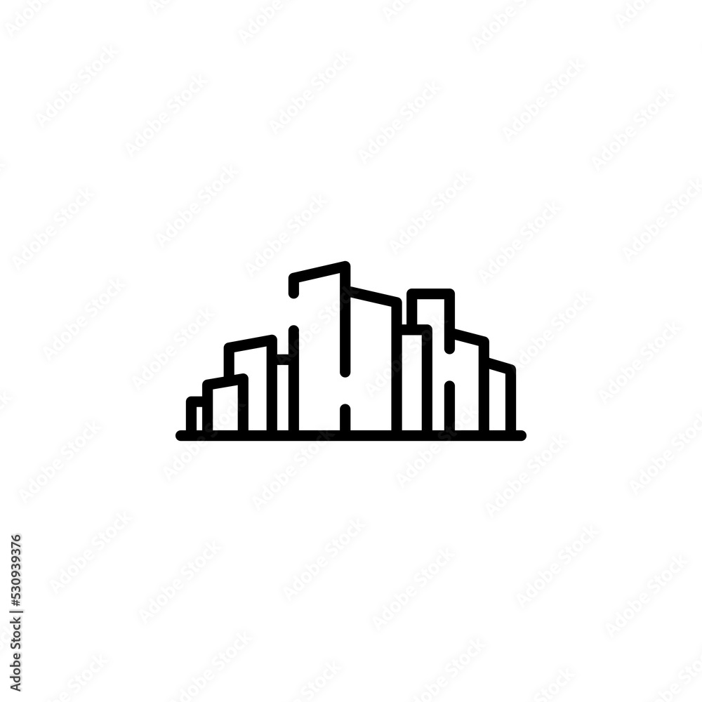 City, Town, Urban Dotted Line Icon Vector Illustration Logo Template. Suitable For Many Purposes.
