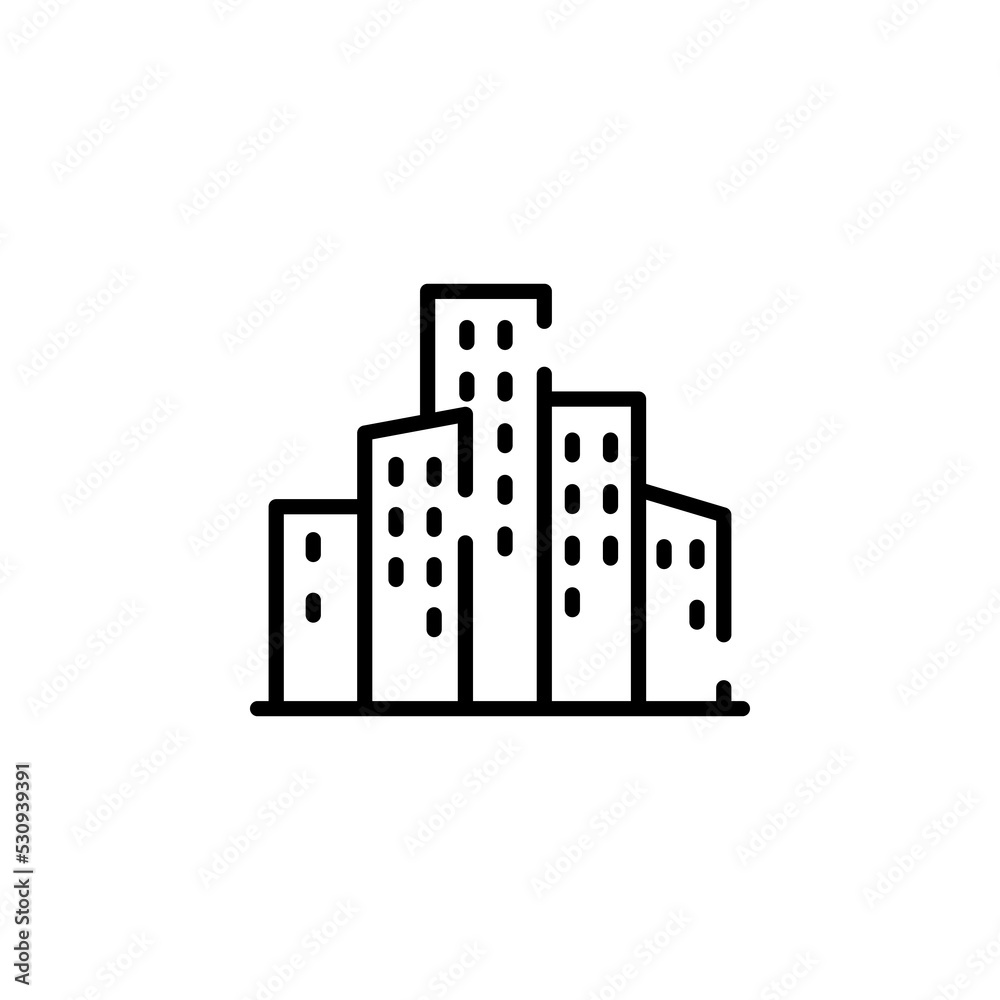 City, Town, Urban Dotted Line Icon Vector Illustration Logo Template. Suitable For Many Purposes.