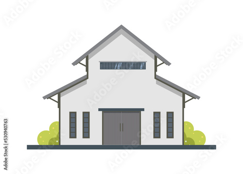 Warehouse building. Front view. simple flat illustration 