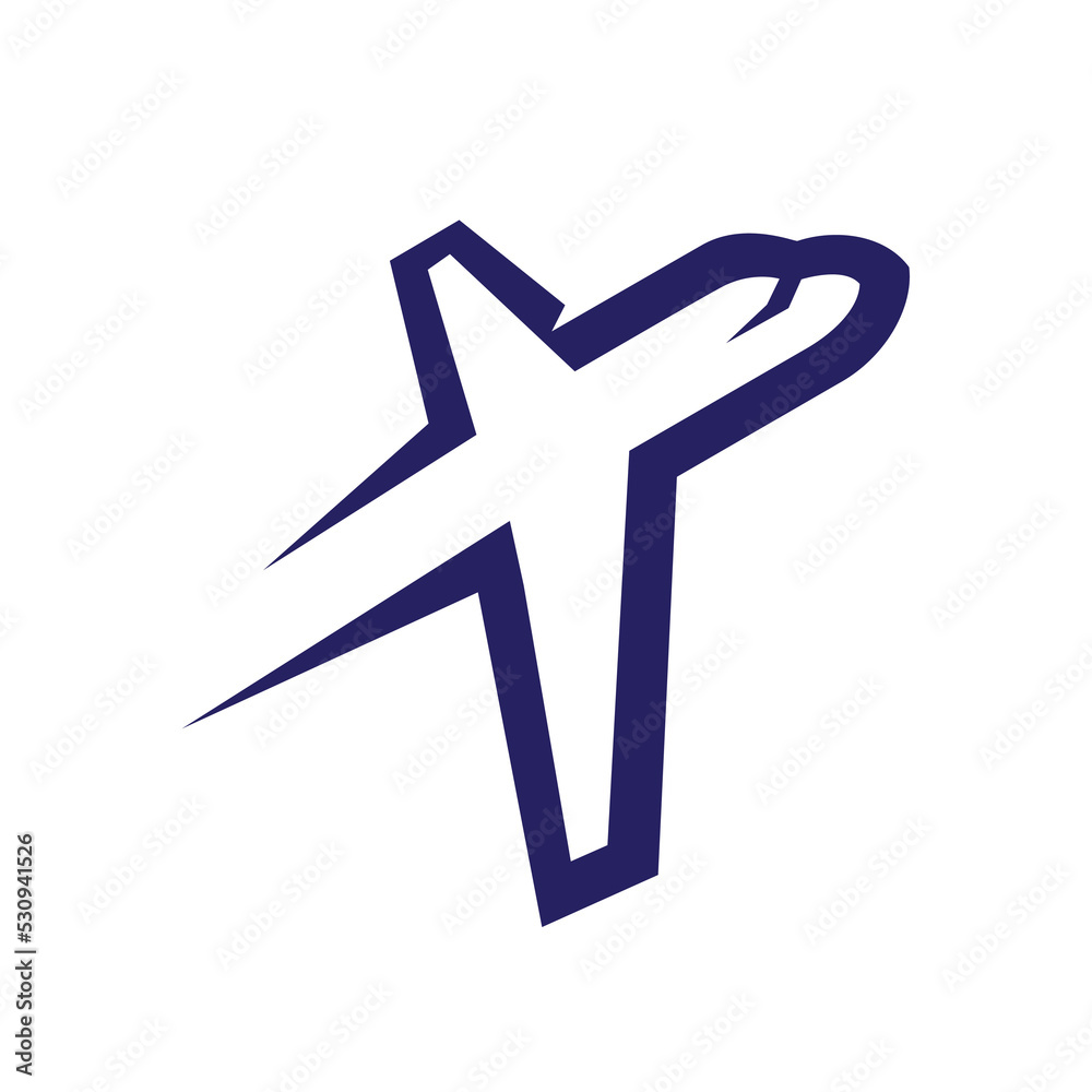 Obraz premium A simple jet aeroplane icon fly diagonally 