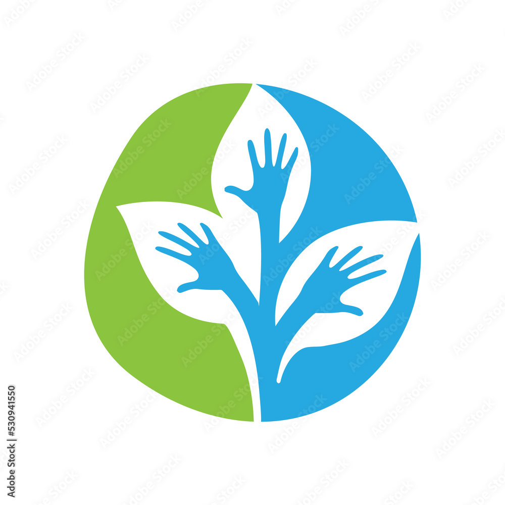 Fototapeta premium 3 hands as a bunch of leafs forming a circle 
