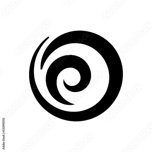 A simple black and white swirl icon 