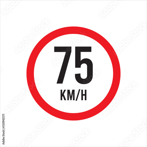 Free Download Isolated Road Maximum Speed limit sign 75 kmh sign icon on white background vector illustration. - GFXLoad
