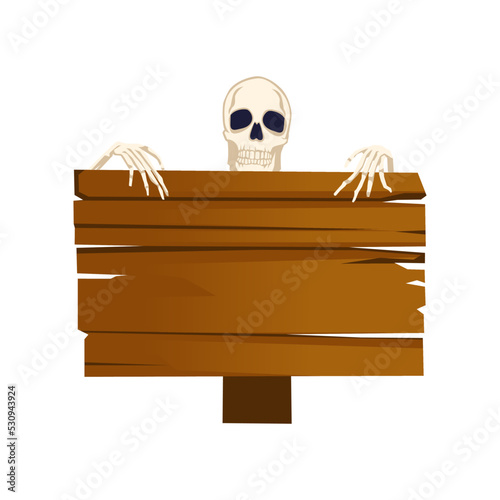 skeleton holding board isolated white background
