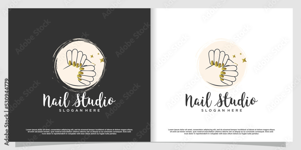 Nail polish logo design template with creative abstract style