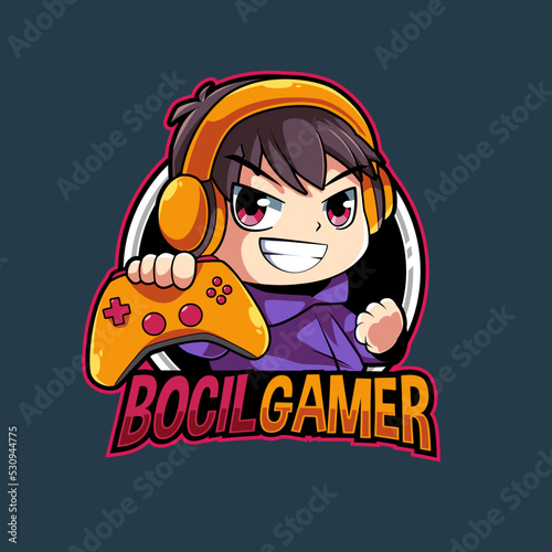 boy child gamer mascot logo