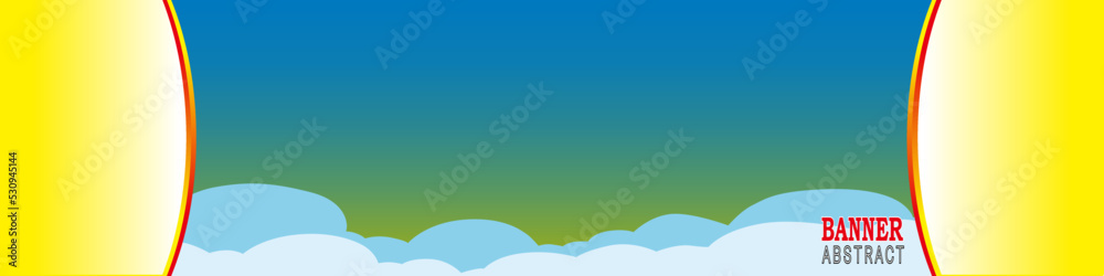 horizontal banner template blue and yellow color. cloud horizontal banner