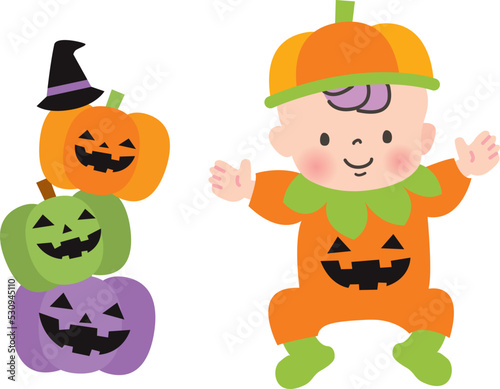 ハロウィンの仮装をするかわいい赤ちゃん