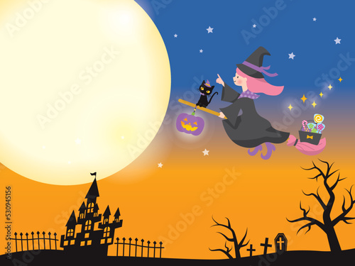 ハロウィンの仮装を楽しむ笑顔の家族のイラストセット