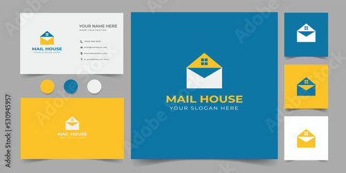 mail house logo and business card modern design